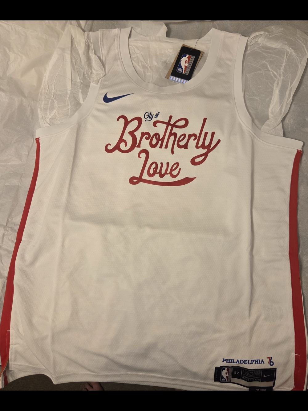 Nike NBA Philadelphia "Brotherly Love" White City Edition Basketball Jersey - XL